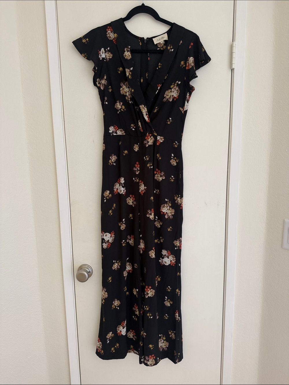 Anthropologie If By Sea jumpsuit Black Floral size XS